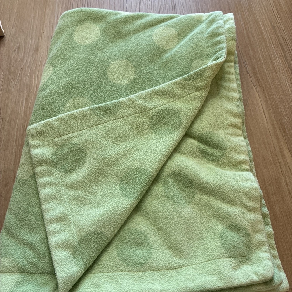 Amy Coe Baby Blanket Dots Green Microfleece Reversible Limited Edition